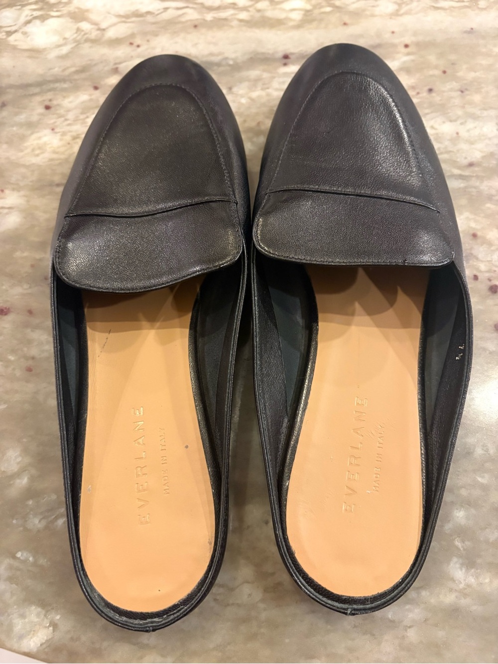 Everlane Black Leather Penny Loafer Mules